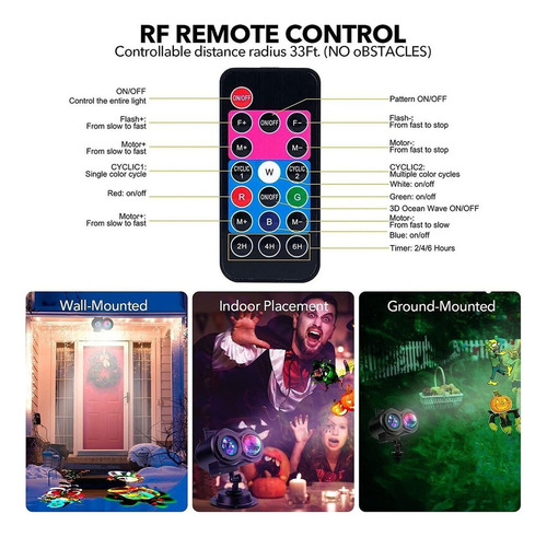 Luces De Proyector De Navidad Para Halloween Control Remoto