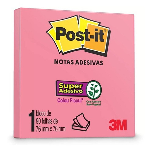 Bloco De Recado Post-it 76x76mm Pink 90fls