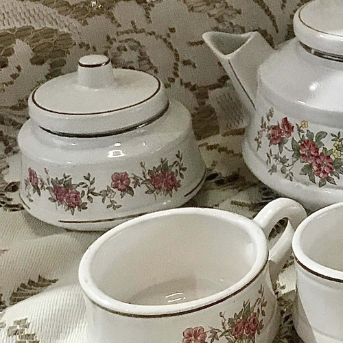 Imagen 6 de 10 de Antiguo Juego De Té De Cerámica Blanca