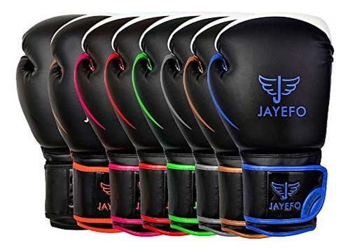 Guantes De Boxeo Jayefo Glorious (negro / Azul, 16 Oz)