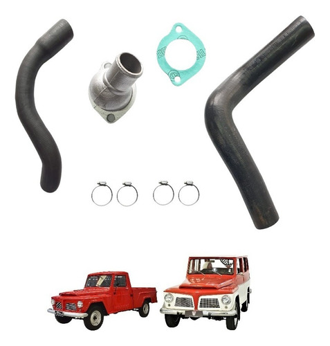 Kit Mangueiras Radiador Rural / F 75 Ford Willys 04 Cil Ohc