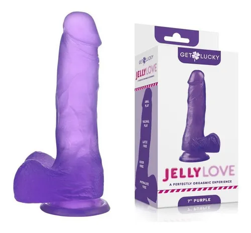 Pene suave y realista con escroto y ventosa - Jelly Love