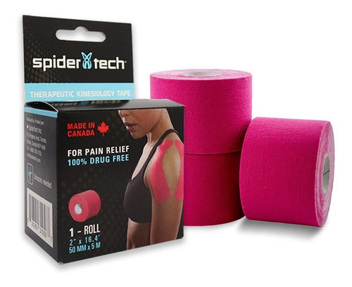 Vendaje Neuromuscular Rollo 5m X 5cm Spidertech Kinesiotape Color Rosa