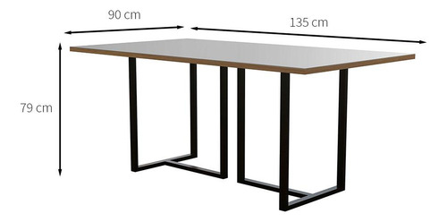 Mesa De Jantar Retangular Com Tampo De Vidro Atena Preta,...