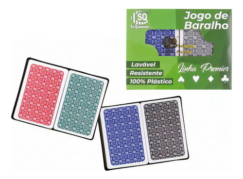 Baralho De Plastico Duplo 108 Cartas Sq Novo