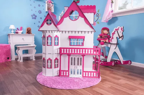 Kit Casa Barbie Com Moveis Completo Pintada 1,2 M Altura P-p