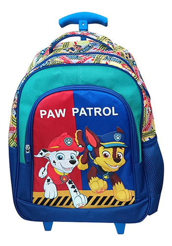 Mochila Infantil Paw Patrol Carro Jacquard Grande 40 X 30 Cm Diseño De La Tela Azul