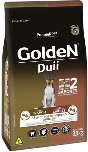 Ração Golden Para Cães Duo Frango E Carne Mini Bits 3kg