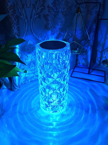 Lámpara De Mesa De 16 Rgd Con Cristales Que Cambian De Color Blanco Blanco