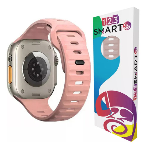 Pulseira De Silicone Mariner Para Hw16 W29s Ultra 9 Plus Pro Max 49mm W69+ Ultra 49mm Serie 10 T800 T900 W99+ W34+ S10 Ultra I9 Ultra Max Series W28 Watch 9 Ultra2 Ultra S100 K9 Ultra 2 Dt8 - Rosa