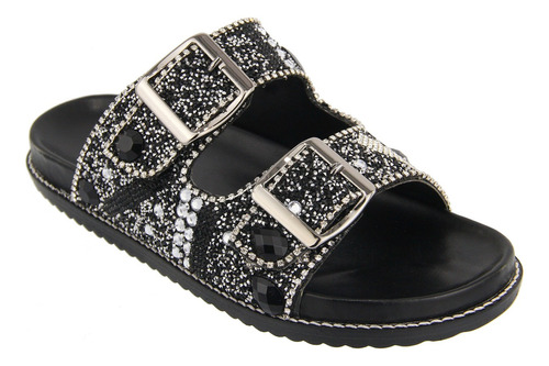 Sandalia Birken C/ Fivela Lateral Detalhes Pedraria Original