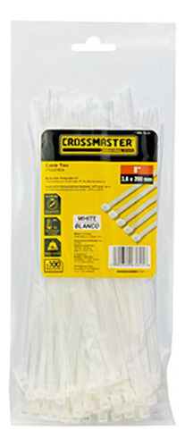 Precinto Nylon 4.8x300mm Blanco Crossmaster (bolsa 100 Unid) Color Blanco