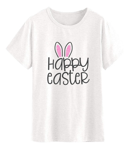 Shan-s Camiseta Estampado Letra Pascua Para Mujer Suave