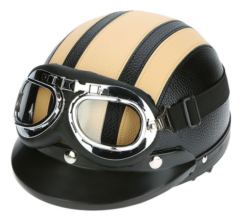 Casco Para Moto Goggles Scooter, Piel Semiabierta