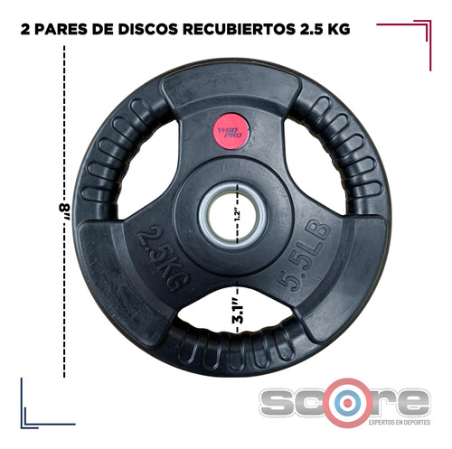 Pack Barras Manerales Discos Estándar 1 Pulgada Gym Wod Pro