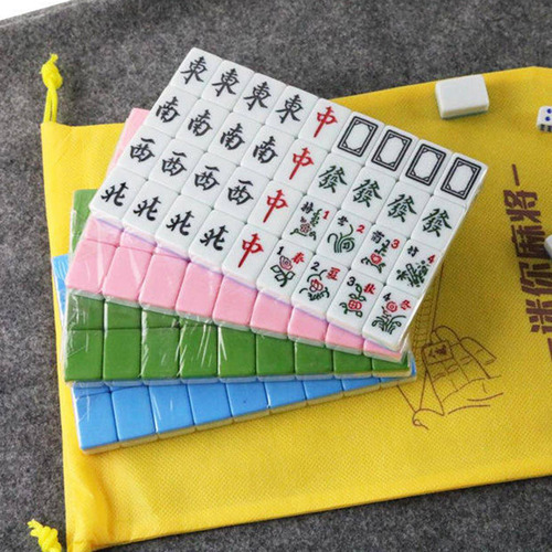 Juego De Mahjong De Viaje Portátil Con Bolsa, Juego Verde