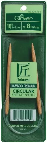 Clover 3016/16-10 Takumi Bamboo Circular 16-Inch Knitting Needles, Size 10