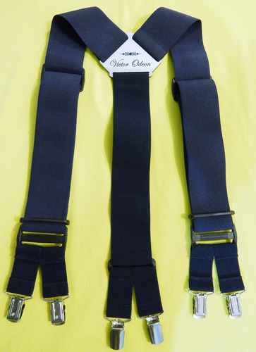 Tirador Pantalón Suspenders Doble Pinza Azul Mar Pla/neg 5cm