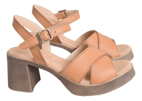 Sandalias Mujer Citadina Bruselas Cuero Taco Separado Moda