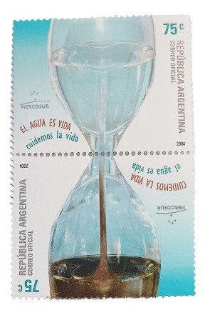 2004-arg.-sello Mercosur Agua, Par Vertical (2 Sellos)