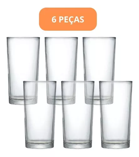 Jogo Copos Água Suco Multiuso Vidro 255ml 6 Pcs