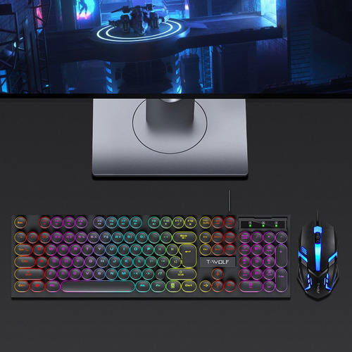 Kit De Teclado Y Mouse Gamer Tf270 Rgb Con Cable Usb-mecánic