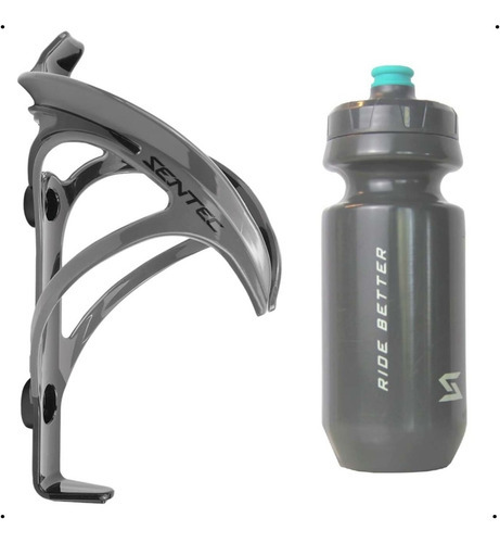 Suporte Caramanhola Sentec + Garrafa Agua Techydra Bpa Free Cor Cinza