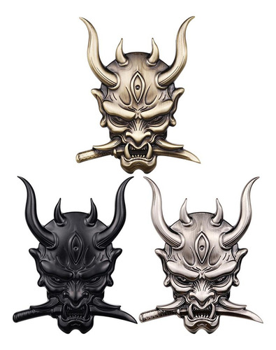 Paquete De 3 Colmillos Fantasma Samurai Devil Metal Etiqueta