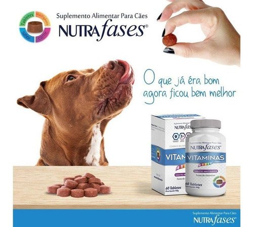 Imagem 3 de 4 de Suplemento Alimentar Cães Nutrafases Vitaminas 60 Tabletes