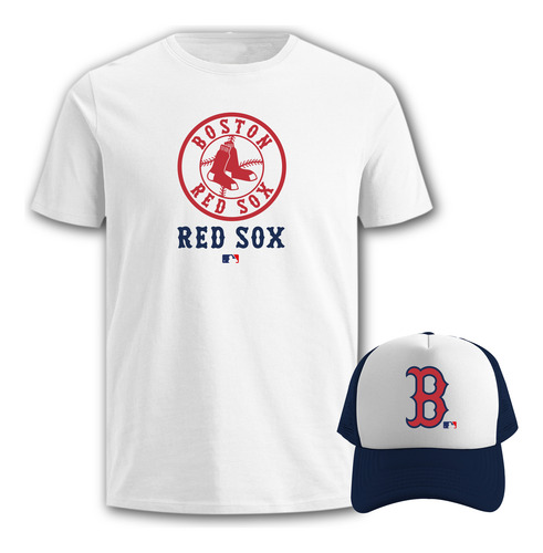 Paquete Playera Sublimada + Gorra Mlb Boston Red Sox