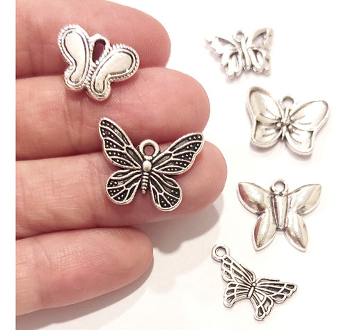 25 Dijes Surtidos Mariposas Metal Artesanias Bijou Souvenirs