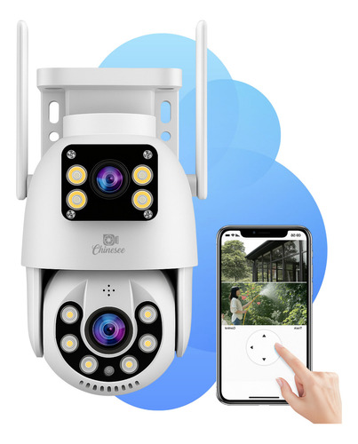 Câmera De Segurança Wi-fi Externa Interna Lente Dupla Giratória Smart Ip Prova D'água Visão Noturna Infravermelho Hd App Yoosee Chinesee