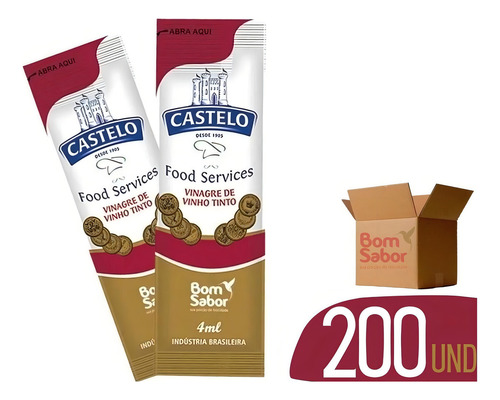 Vinagre Em SachĂȘ Bom Sabor Castelo Caixa Com 200 Un De 4ml