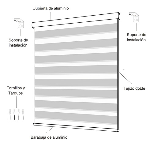Cortinas Roller Dia Y Noche, Duo, Zebra - Tejido Zakinthos