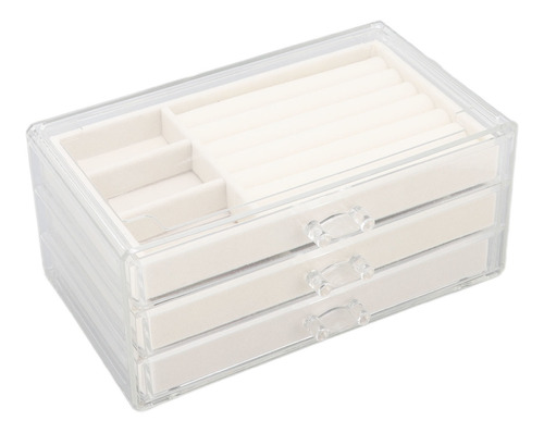 Caja Para Guardar Joyas, 3 Cajones, Diseño Compartimental, F