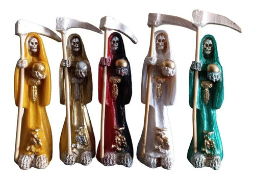 Santa Muerte Preparada Kit 5 Colores 12 Cm En Resina Fina 