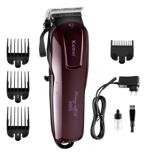 Máquina De Corte Km-2600 + Afeitadora Profesional Barbería Color Rojo