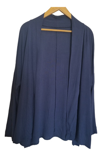 Saco Camisaco Trench Kimono Lino Azul Oversize - X X L