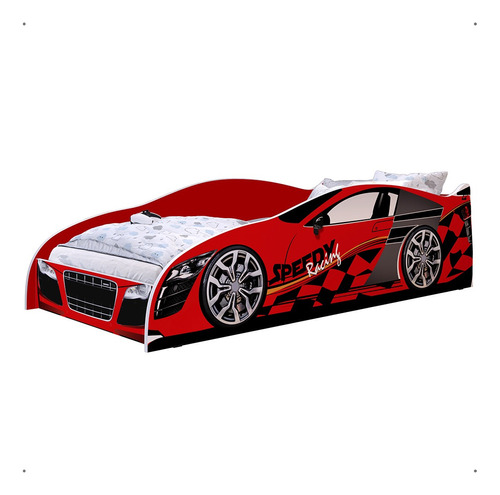 Cama Carro Solteiro Speedy Racing 188x88 Cm - Vermelho