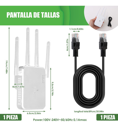 Repetidor De Señal Wifi Ac1200m Punto De Acceso 5g De 1200mbps Color Blanco