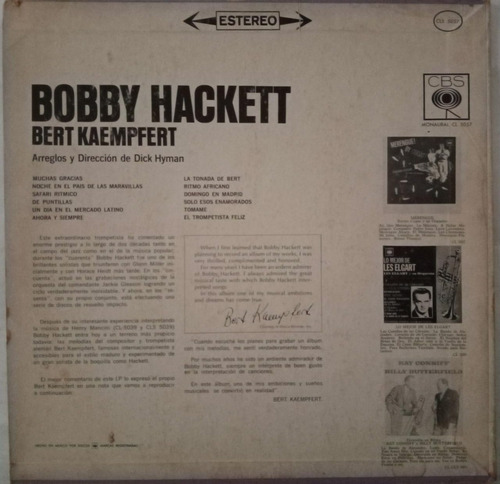 Vinilo Bobby Hackett Y Bert Kaempfert The Most Beautiful Hor (Usado)