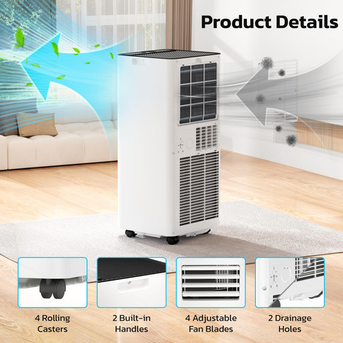 Aire Acondicionado Portátil 10000 Btu 4 Modos Control Remoto Color