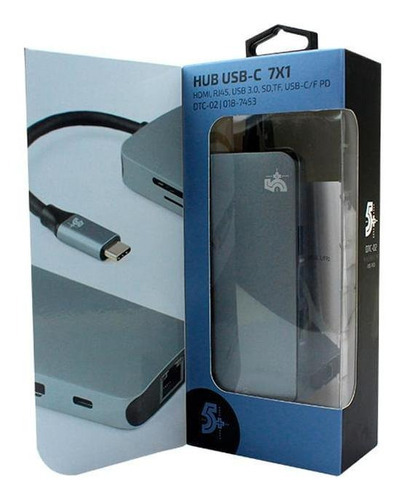 Hub Usb C 7x1 Usb 3.0 Hdmi Rj45 Sd/micro Sd Pix