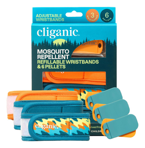 Paquete Repelente De Mosquitos Cliganic, 3 Pulseras Y 6 Reca