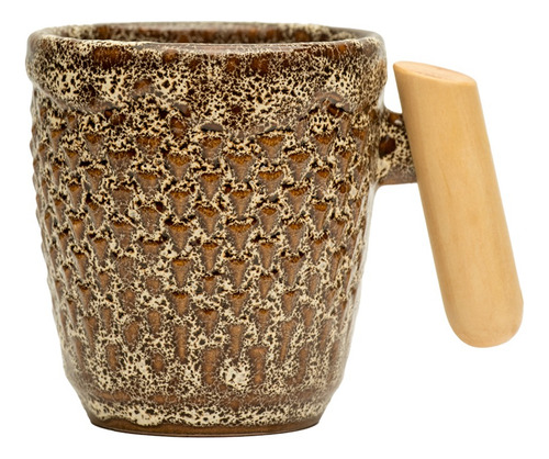 Taza De Cerámica De Diseño Productos Chaco Elemental Olga Color Marron Y Beige Citrino