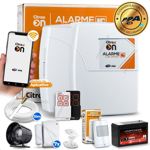 Kit Alarme S/ Fio Ppa App Wifi 2 Control 8 Sensores Bateria