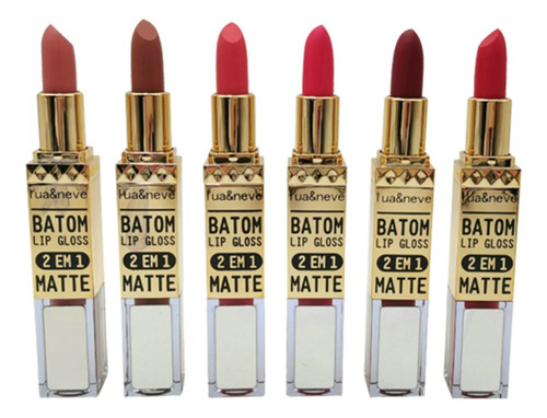 2 Em 1 Batom Matte E Lip Gloss Com Espelho Lua E Neve