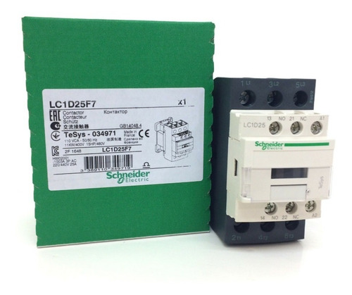 Imagen 2 de 2 de Contactor 3p 25a 1na-1nc 110vac Telemecanique Lc1d25f7