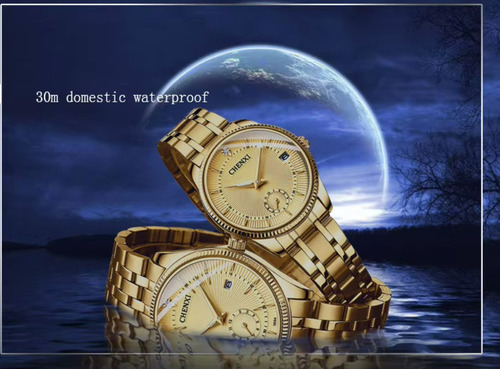 Reloj De Pulsera Analógico De Cuarzo Dorado