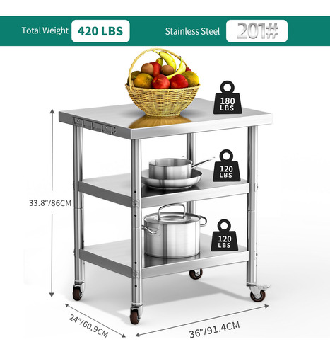 Yitahome Nsf Mesa De Acero Inoxidable Mesa De Trabajo De 30